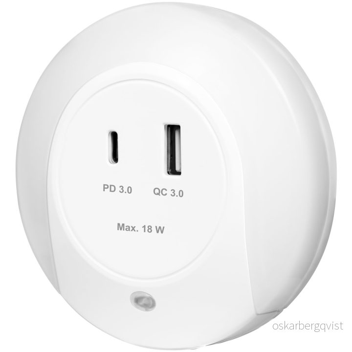 LogiLink Nattlampa LED skymningssensor Laddare 18W PD QC v:2622979 LogiLink Nattlampa LED skymningssensor Laddare 18W PD QC v:2622979