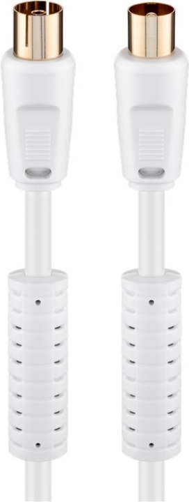 Goobay Antennekabel med ferritt (80 dB), dobbeltskjermet gullbelagt, koaksialplugg > koaksialstikkontakt (helskjermet), 2,5 m v:6017732 Goobay Antennekabel med ferritt (80 dB), dobbeltskjermet gullbelagt, koaksialplugg > koaksialstikkontakt (helskjermet), 2,5 m v:6017732
