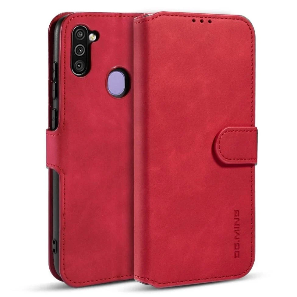 Samsung Galaxy M11 DG.MING Retro Skinndeksel med Lommebok – Rød v:5815139 Samsung Galaxy M11 DG.MING Retro Skinndeksel med Lommebok – Rød v:5815139