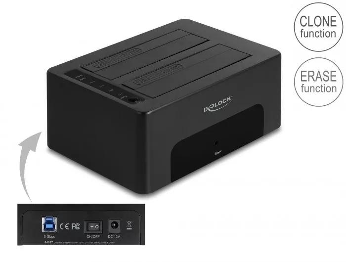 DeLOCK Dobbel dokkingstasjon for 2 x SATA HDD / SSD v:4027733