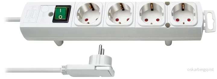 Extension socket 4-Vei 2 m Hvit – 4 x Jordet Kontakt v:3292417