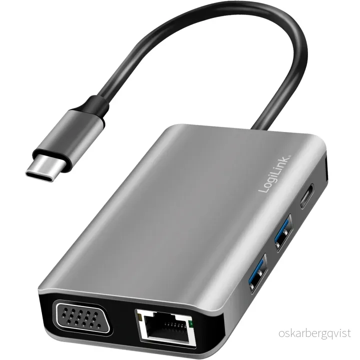 LogiLink USB-C-dokkingstasjon 7-i-1 HDMI/VGA/RJ45/USB-C 100W PD v:7084446