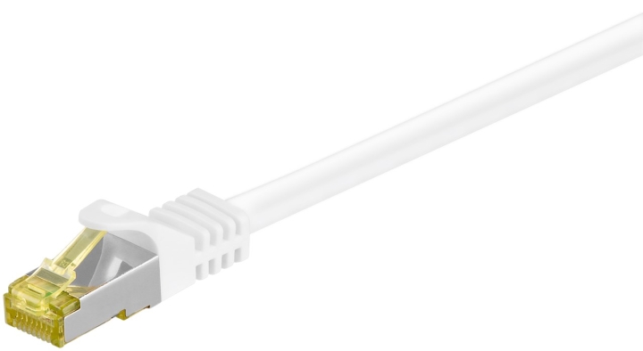 Goobay RJ45 patchkabel S/FTP (PiMF), 500 MHz, med CAT 7 råkabel, hvit, 20 m LSZH halogenfri kabelkappe, kobber, RJ45-kontakt (CAT 6A) v:8828950