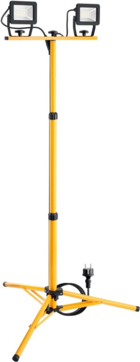Goobay LED-konstruksjonslyskaster med teleskopstativ, 2x 20 W med totalt 3400 lm og nøytralhvitt lys (4000 K), egnet for innendørs og utendørs bruk (IP65) v:2534943