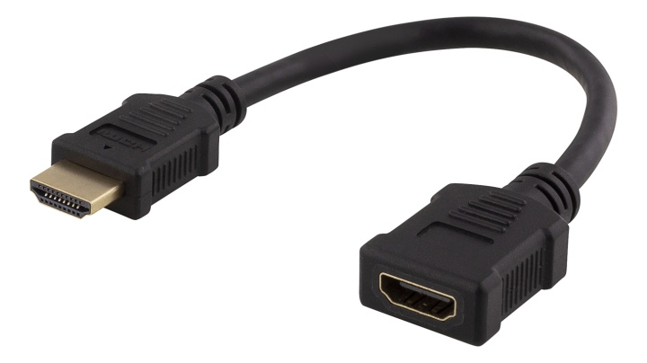 DELTACO Fleksibel HDMI-adapter, 0,2 m, HDMI M/F, UHD, svart v:2152627