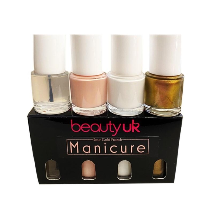 BeautyUK Beauty UK Fransk manikyrsett i rosegull 4x9ml v:6190899 BeautyUK Beauty UK Fransk manikyrsett i rosegull 4x9ml v:6190899