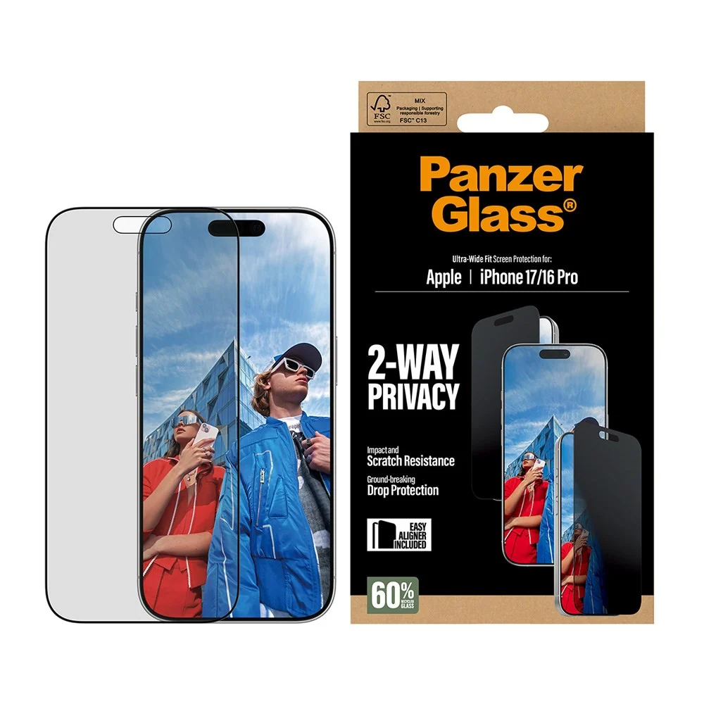 PanzerGlass iPhone 17 / 16 Pro 2-Way Privacy Skjermbeskyttelse – Ultra v:7647820 PanzerGlass iPhone 17 / 16 Pro 2-Way Privacy Skjermbeskyttelse – Ultra v:7647820