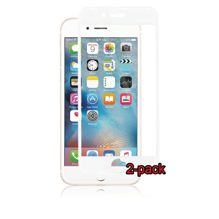 2-pakning iPhone 6S/6 Plus buet silikatglass, Armour, hvit v:8123545