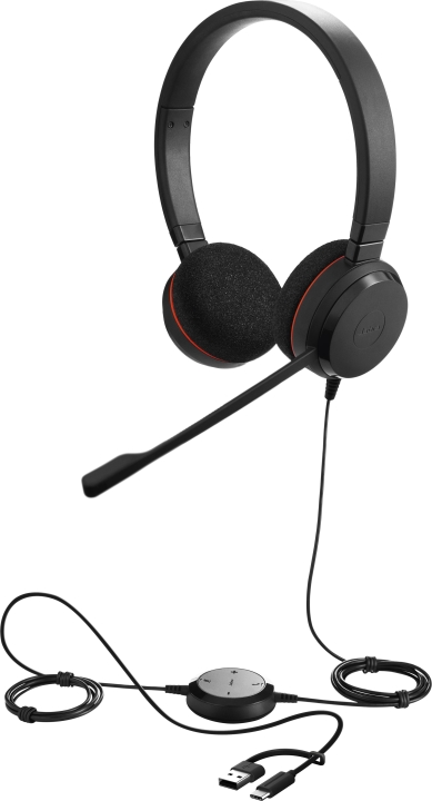 Jabra Evolve 20 hodetelefon med mikrofon, stereo, UC, USB-C/USB-A- v:5459326