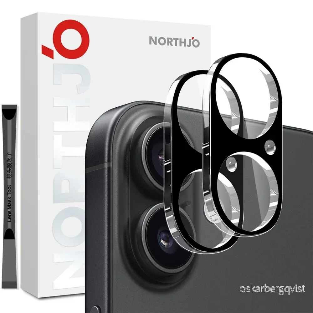 NORTHJO iPhone 17 Herdet Kameralinse Glass - Svart - 2 Stk. v:6190991