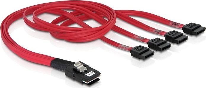 Flerbanet SAS-kabel SFF8087 til 4xSATA 7-pinners, 1 m (83074) v:1269938