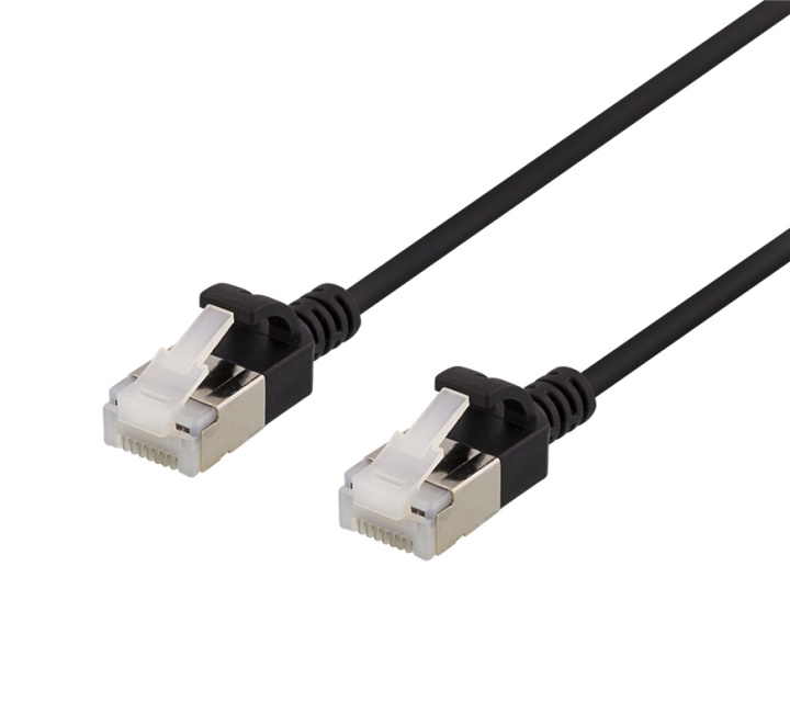 DELTACO U/FTP Cat6a patchkabel, slank, 3,8 mm diameter, 1,5 m, svart v:7322111