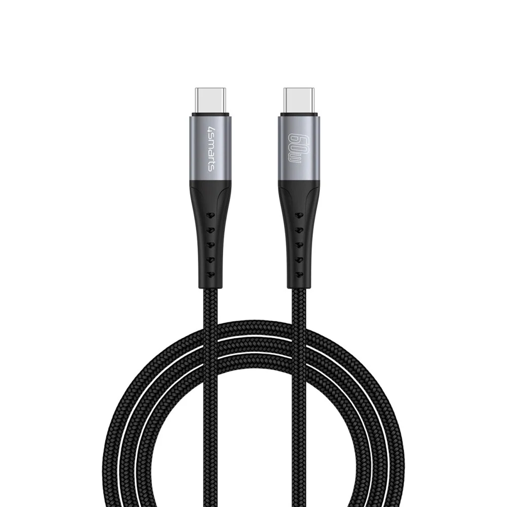 4smarts PrimeCord USB-C til USB-C Kabel 60W – 1.5 m – Svart v:4039020 4smarts PrimeCord USB-C til USB-C Kabel 60W – 1.5 m – Svart v:4039020