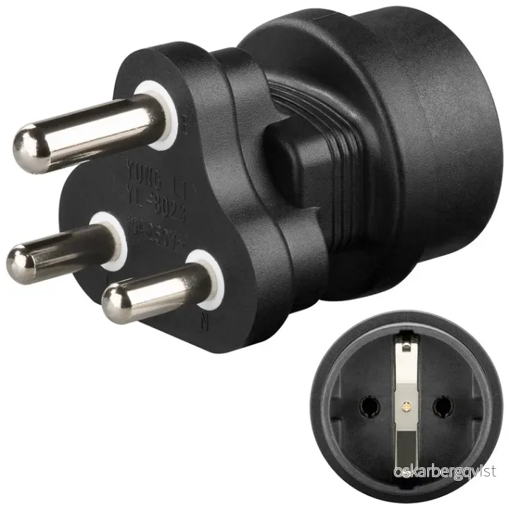 Goobay Nettadapter Sør-Afrika, svart stikkontakt med jording (type F, CEE 7/3) > Sør-Afrika-plugg (type M, BS 546, 15-A) v:9455389