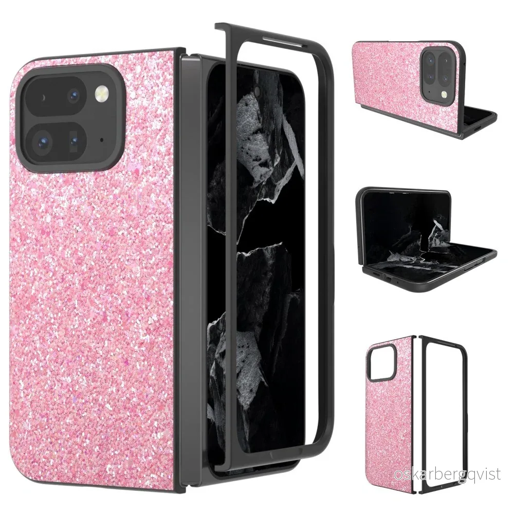EIDERWOOD Google Pixel 9 Pro Fold (5G) Kunstskinn Glitter Deksel – Ros v:8631262