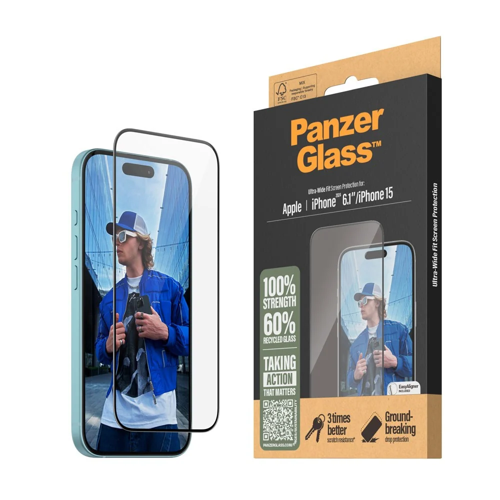 iPhone 15 / 16 PanzerGlass Ultra Wide Fit Skjermbeskyttelse m. EasyAli v:8462616 iPhone 15 / 16 PanzerGlass Ultra Wide Fit Skjermbeskyttelse m. EasyAli v:8462616