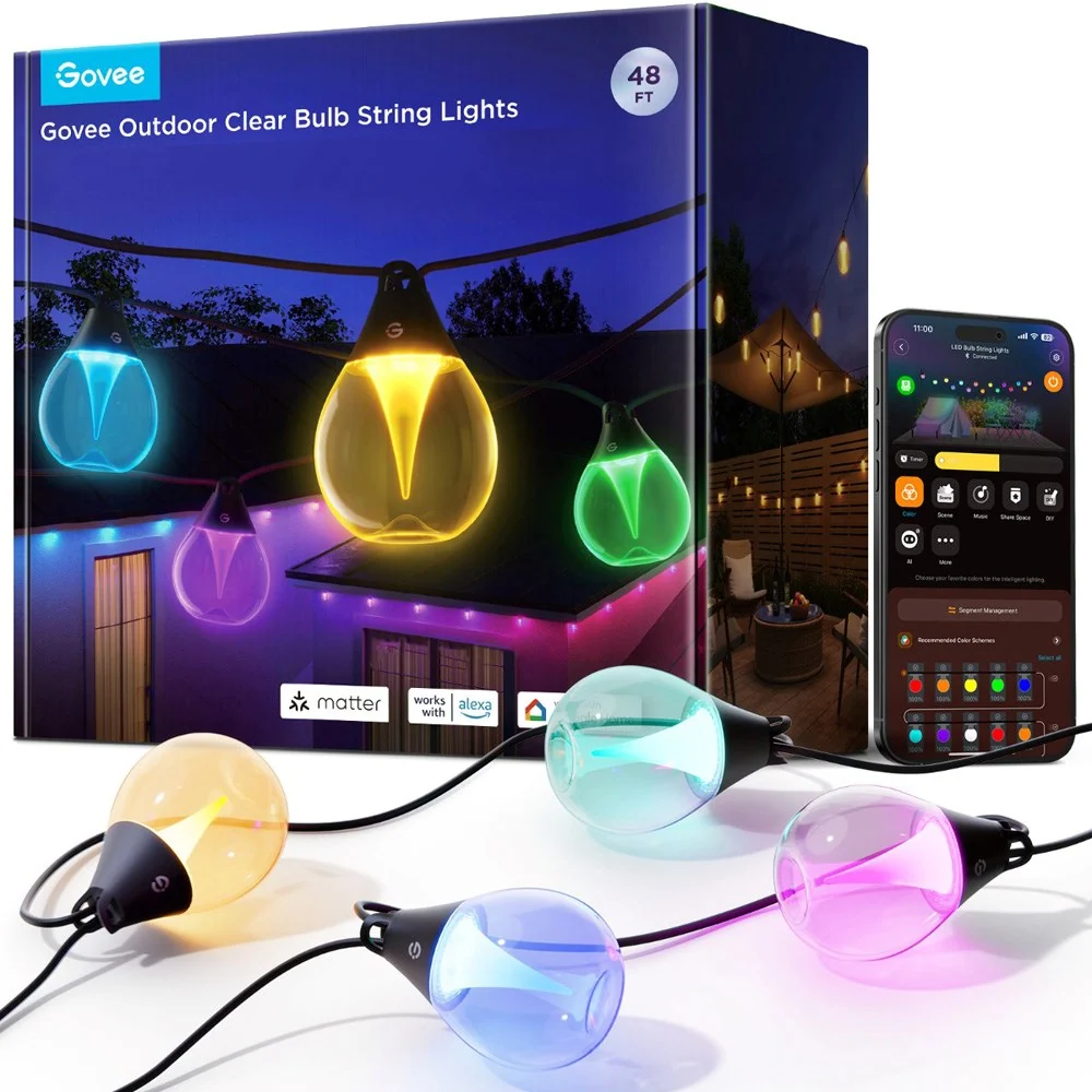 Govee Outdoor Clear Bulb String Lights - Værbestandige Lyslenker v:4676621