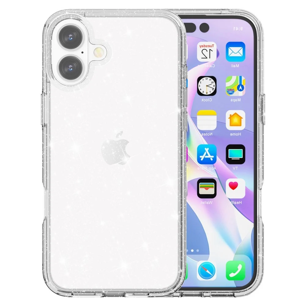 EIDERWOOD iPhone 16 Hybrid Plast Deksel - Hvit Glitter v:6612620