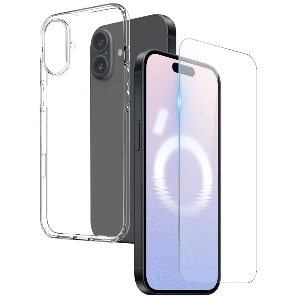 iPhone 16 Plus 2-i-1 Herdet Glass Skjermbeskytter og Fleksibelt Plast v:5599841