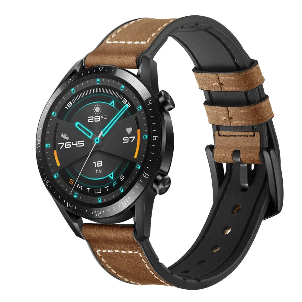 Smartwatch Universell (22mm) PU Skinnreim – Mørkebrun / Svart v:191825