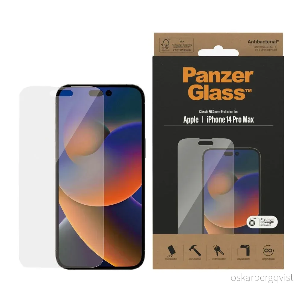 iPhone 14 Pro Max PanzerGlass AntiBacterial Classic Fit Skjermbeskytte v:7394847 iPhone 14 Pro Max PanzerGlass AntiBacterial Classic Fit Skjermbeskytte v:7394847