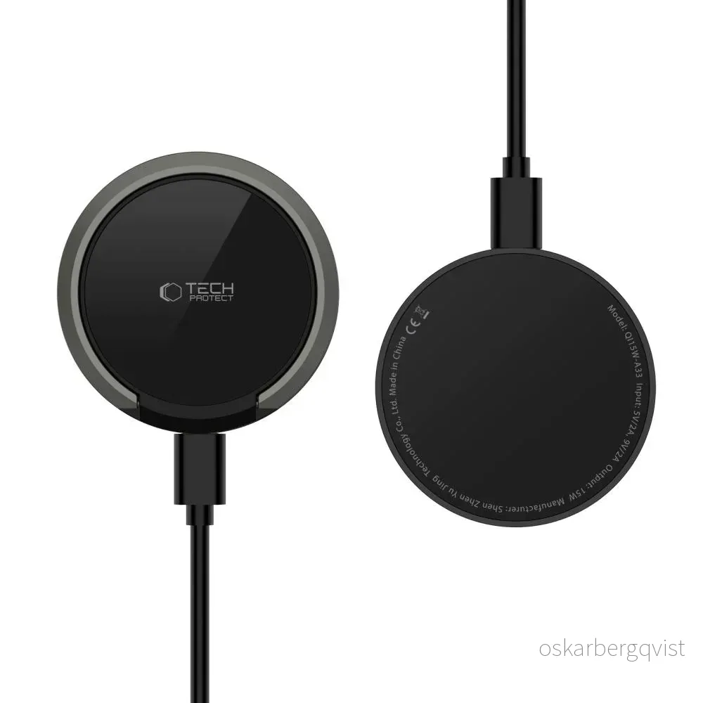 Tech-Protect A33 Magnetisk Trådløs Lader 15W - MagSafe-Kompatibel - Sv v:6591977