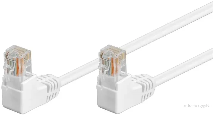 Goobay Kretskabel CAT 5e, 2x 90° vinklet, U/UTP, hvit, 1 m kobberbelagt aluminiumtråd (CCA), 2x RJ45-plugg 90° (8P8C) v:7471046