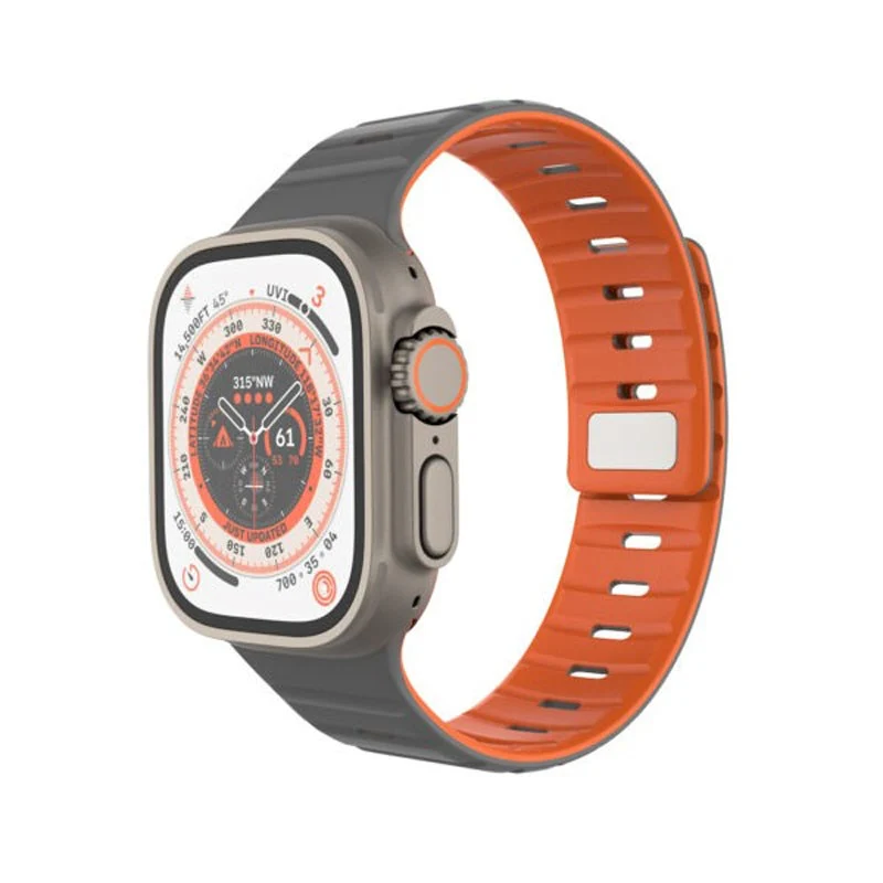 Apple Watch (42/44/SE/45/46/49 mm) Fixed Magnetisk Silikonrem – Grå / v:6641138
