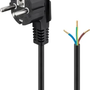 Goobay Beskyttelseskontaktkabel vinklet for montering, 1,5 m, svart plugg med beskyttelsesjording (type F, CEE 7/7) > løse kabelender v:3017906 Goobay Beskyttelseskontaktkabel vinklet for montering, 1,5 m, svart plugg med beskyttelsesjording (type F, CEE 7/7) > løse kabelender v:3017906
