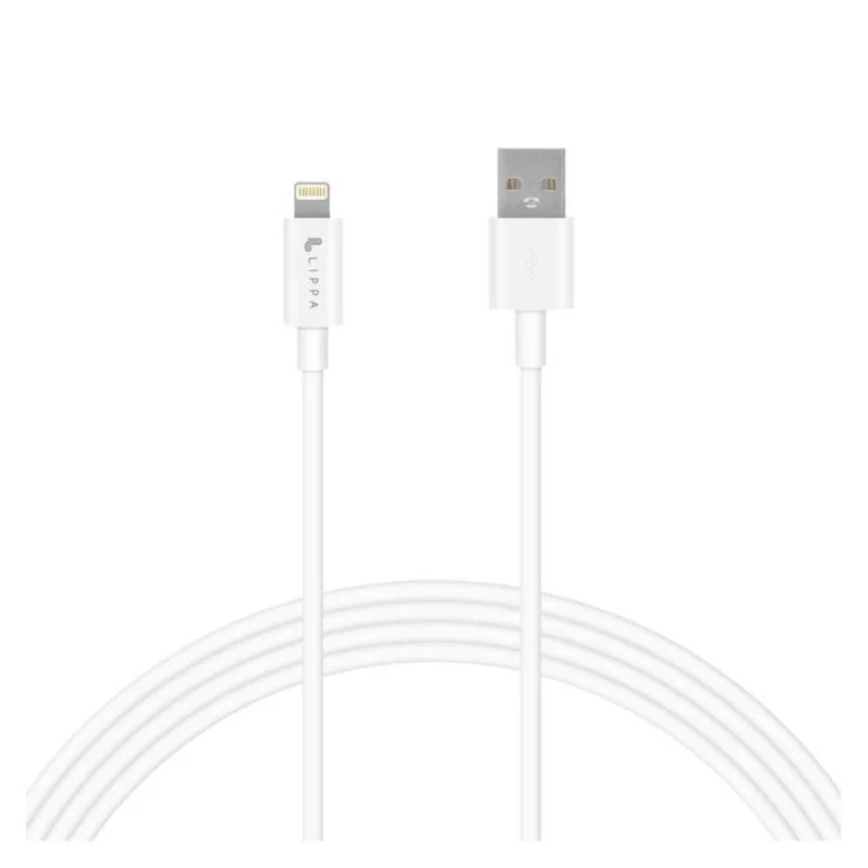 Lippa 12W USB-A til Lightning Ladekabel - 1 meter - Hvit v:5609113