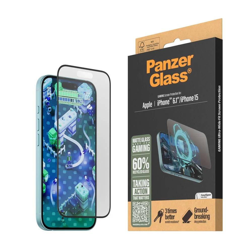 iPhone 15 / 16 PanzerGlass Ultra Wide Fit Skjermbeskyttelse m. EasyAli v:5404183 iPhone 15 / 16 PanzerGlass Ultra Wide Fit Skjermbeskyttelse m. EasyAli v:5404183