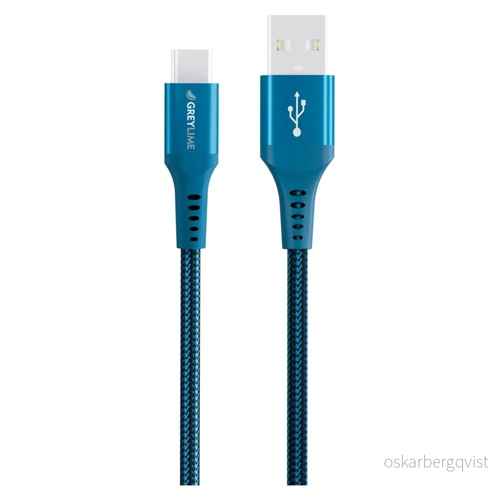 GreyLime 15W Flettet USB-A til USB-C Kabel 50 cm – Blå v:3142644 GreyLime 15W Flettet USB-A til USB-C Kabel 50 cm – Blå v:3142644