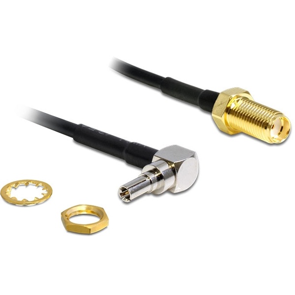 DeLOCK adapter, CRC-9 ha vinklet 90 – rett SMA ho, 0,2m, svart (88466) v:6328593