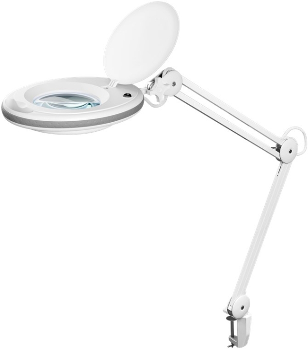 Goobay LED-forstørrelseslampe med klips, 8 W, hvit 650 lm, 127 mm glasslinse, 1,75x forstørrelse, 3 dioptrier v:1817074