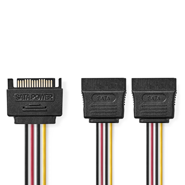 Nedis Intern Strømkabel | SATA 15-Pin Han | 2x SATA 15-Pin Hun | Gull belagt | 0.15 m | Rund | PVC | Flerfarget | Boks v:2459159