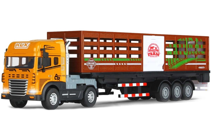 KLX Die-cast lastebil med dyretilhenger, lys og lyd (534677) v:6064433