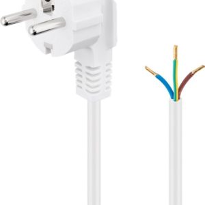 Goobay Beskyttelseskontaktkabel vinklet for montering, 1,5 m, hvit plugg med beskyttelsesjording (type F, CEE 7/7) > løse kabelender v:9535421 Goobay Beskyttelseskontaktkabel vinklet for montering, 1,5 m, hvit plugg med beskyttelsesjording (type F, CEE 7/7) > løse kabelender v:9535421