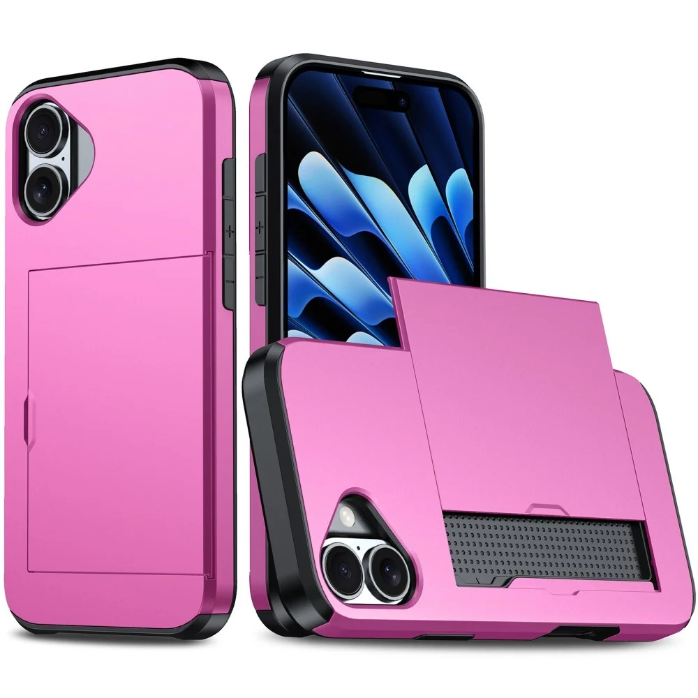 EIDERWOOD iPhone 16 Drop Proof Deksel m. Lommebok - Rosa v:180147
