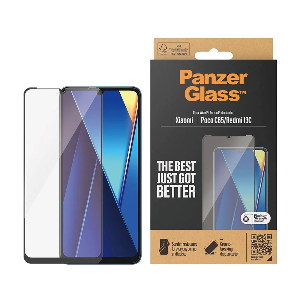 Xiaomi Poco C65 / Redmi 13C PanzerGlass Ultra Wide Fit Skjermbeskyttel v:1699700 Xiaomi Poco C65 / Redmi 13C PanzerGlass Ultra Wide Fit Skjermbeskyttel v:1699700