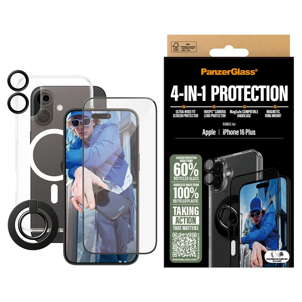 iPhone 16 Plus PanzerGlass 4-i-1 Bundle m. EasyAligner – Skjermbeskytt v:8118842