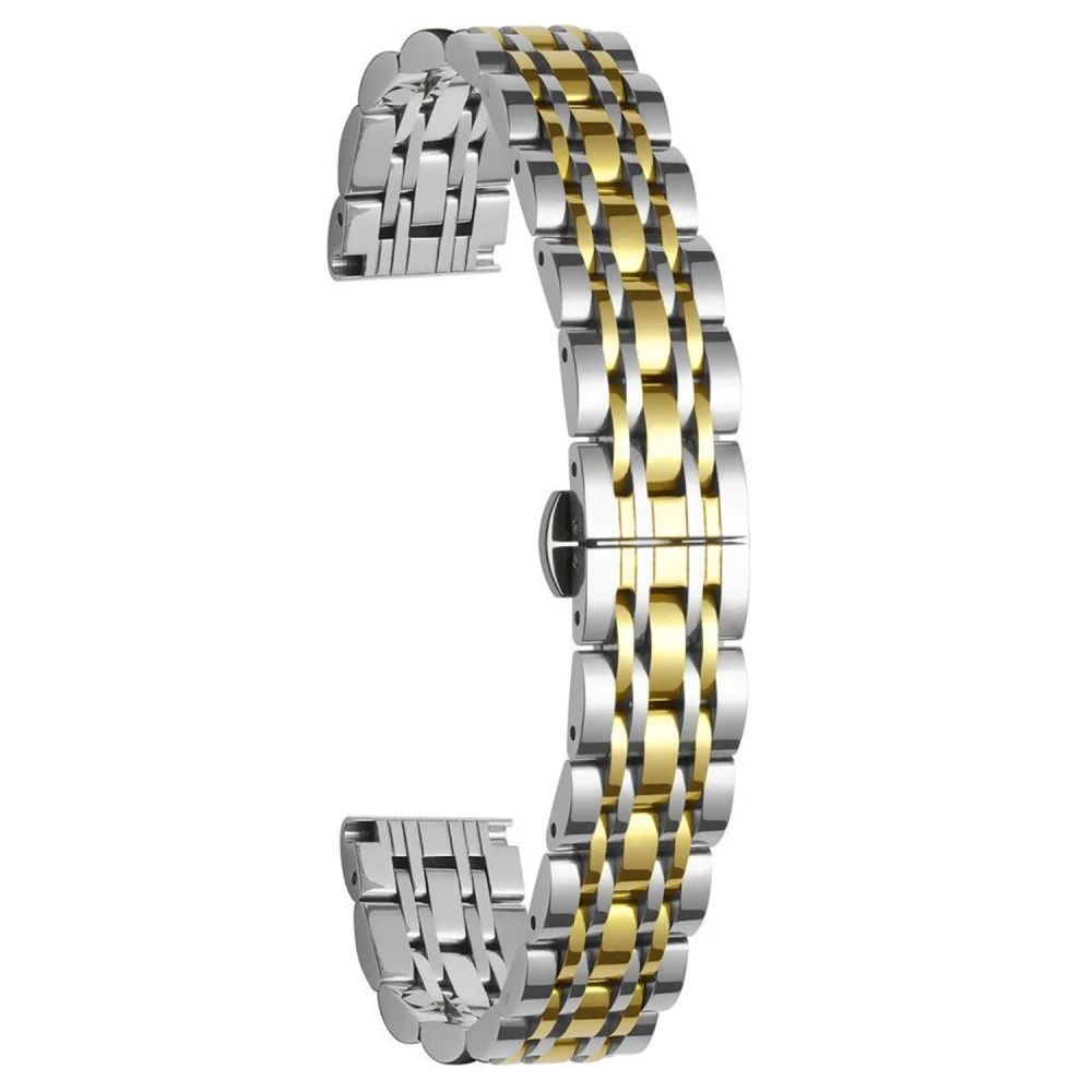 Universal 14mm Smartklokkerem i Rustfritt Stål m. Mønster – Sølv / Gul v:2569251 Universal 14mm Smartklokkerem i Rustfritt Stål m. Mønster – Sølv / Gul v:2569251
