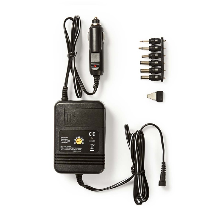 Nedis Universal DC Power Adapter | Biladapter | 24 W | Inngangsspenning: 12 V DC / 24 V DC | 1.5 / 3 / 4.5 / 6 / 7.5 / 9 / 12 V DC | Universell | Maksimal utgangsstrøm per port: 2.0 A | Sort v:2005737 Nedis Universal DC Power Adapter | Biladapter | 24 W | Inngangsspenning: 12 V DC / 24 V DC | 1.5 / 3 / 4.5 / 6 / 7.5 / 9 / 12 V DC | Universell | Maksimal utgangsstrøm per port: 2.0 A | Sort v:2005737
