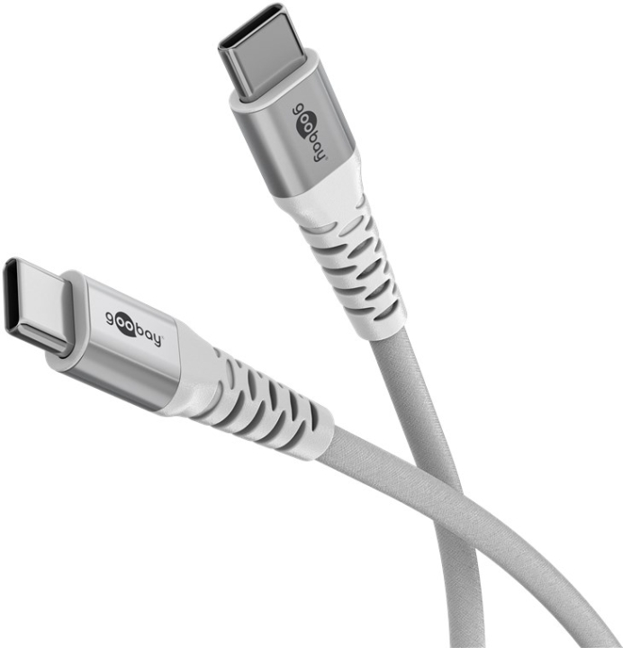 Goobay USB-C™ supermyk tekstilkabel med metallkontakter, 1 m, hvit Elegant og ekstra robust tilkoblingskabel for enheter med USB-C™-port v:1366823