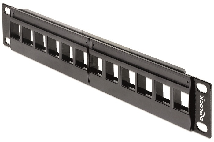 DeLOCK 10 Keystone Patch Panel, for 12xKeystone-kontakter, 1U, svart v:8189642