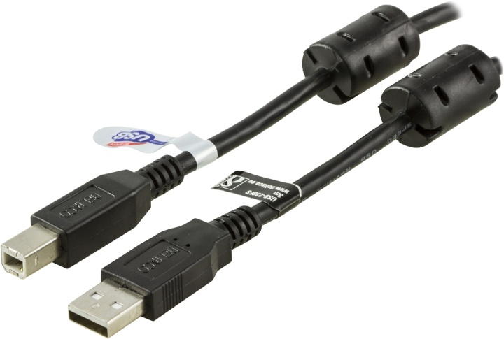 DELTACO USB 2.0 kabel Type A-Type B output,ferritkjerner,3m,svart v:3215874