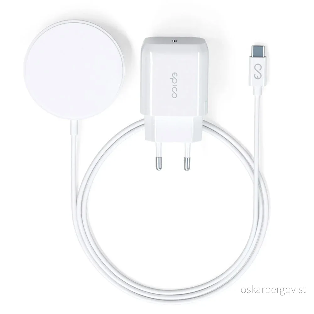 Epico 15W Magnetisk Trådløs Lader m. 20W PD Vegglader – MagSafe-Kompat v:8116936 Epico 15W Magnetisk Trådløs Lader m. 20W PD Vegglader – MagSafe-Kompat v:8116936