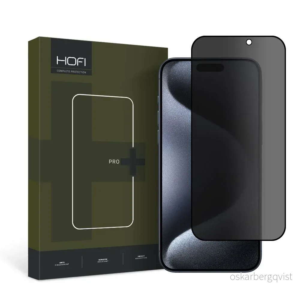 iPhone 15 Pro Hofi Glass Pro+ Skjermbeskyttelse med Privacy - Case Fri v:9371187