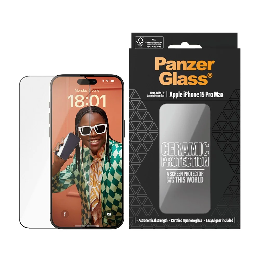 iPhone 15 Pro Max PanzerGlass Ultra Wide Fit Ceramic Skjermbeskyttelse v:7788942 iPhone 15 Pro Max PanzerGlass Ultra Wide Fit Ceramic Skjermbeskyttelse v:7788942