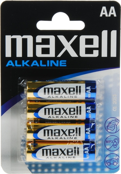 Maxell batterier, AA (LR06), Alkaline, 1,5 V, 4-pk v:5388052