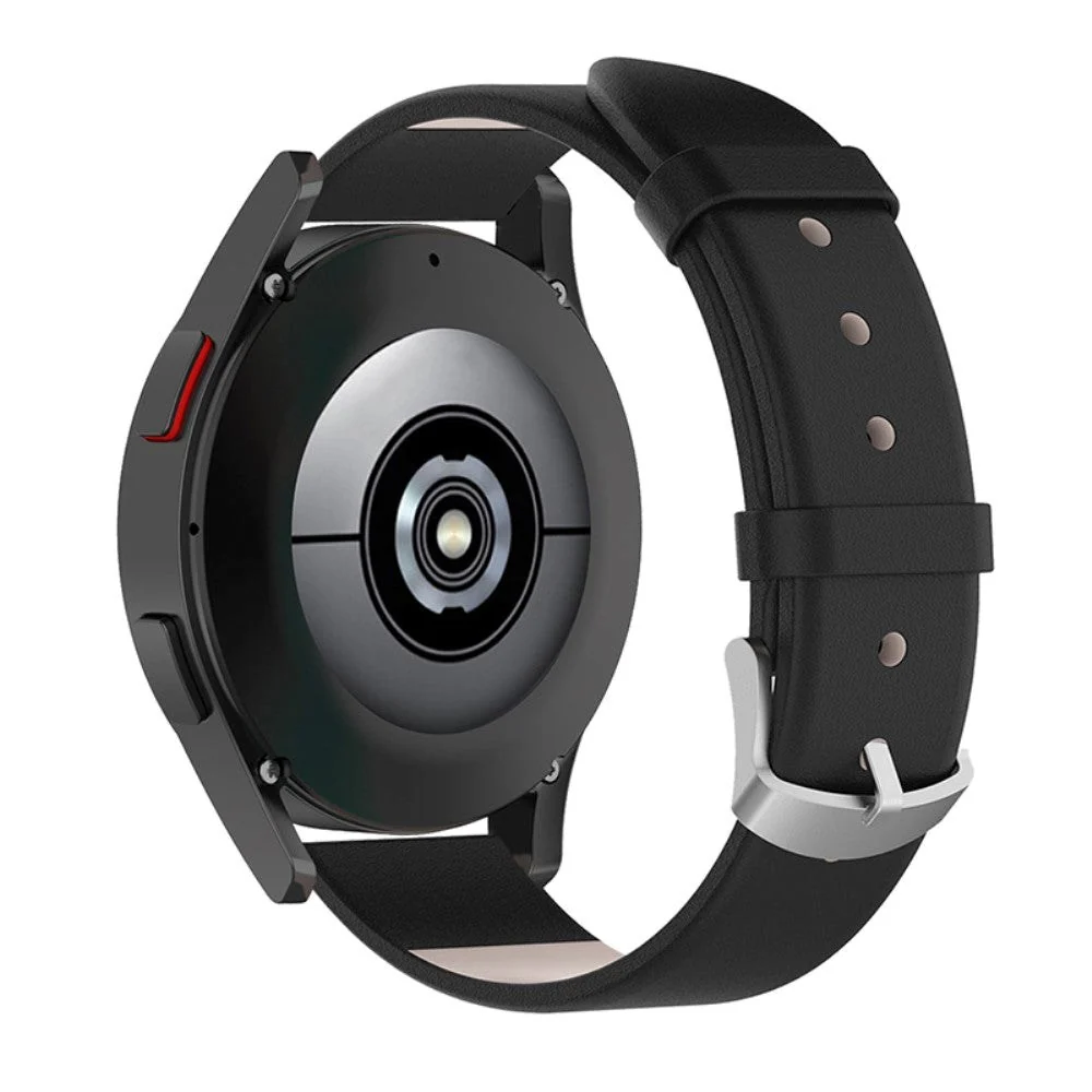 Universell stropp for 20mm Smartwatch - Ekte Skinn - Matt Svart v:4198083